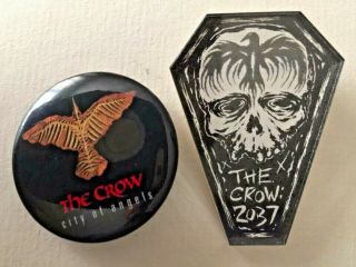 " The Crow City Of Angels " Badge (1995) & " The Crow 2037 " Rare Promo Badge (1997)