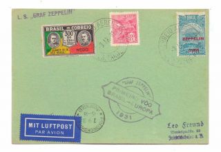 Brazil 1931 Card Zeppelin Flown To Germany