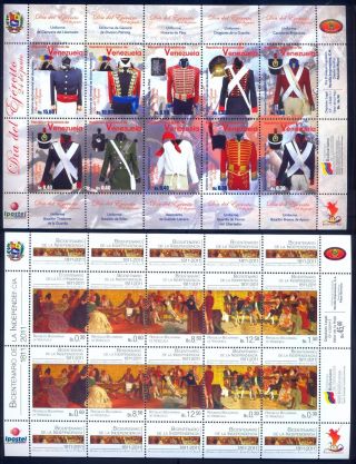 Venezuela Full Completed Year 2011 MNH 3 Sheet 3 Souvenirs MNH 1715 - 1720 3