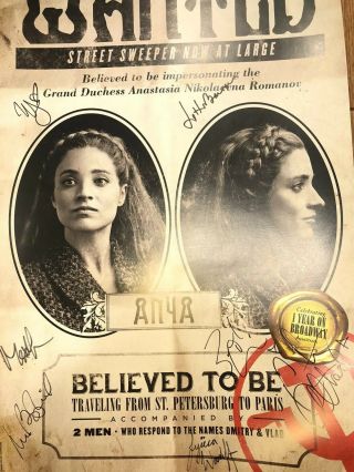 Anastasia Cast Christy Altomare Signed Rare Broadway 1 Year Anniversary Poster
