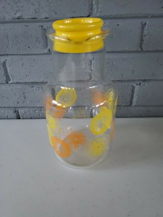 Vtg Pyrex Glass 3520 Citrus Lemonade Orange Juice Drink Pitcher Yellow Retro 2qt