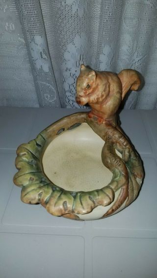 Weller Pottery Woodcraft Squirrel Nut Dish