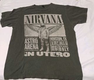 Nirvana 1993 Houston Concert T - Shirt Mens Gray Medium Kurt Cobain