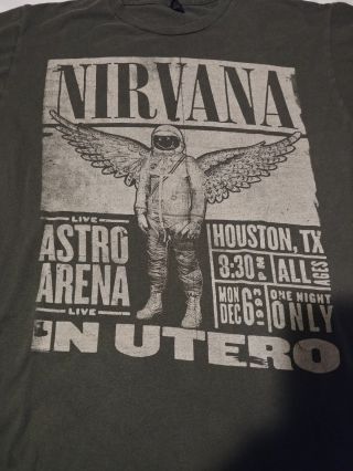 Nirvana 1993 Houston Concert t - shirt Mens Gray Medium Kurt Cobain 2