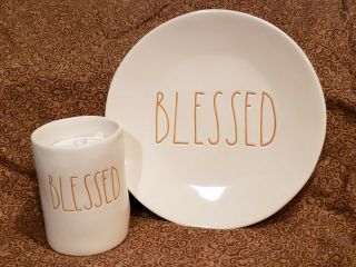 Rae Dunn Fall 8” Blessed Plate And Blessed Candle