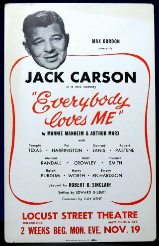 Triton Offers Orig 1956 Broadway Poster Everybody Loves Me Tryout Flop Comedy