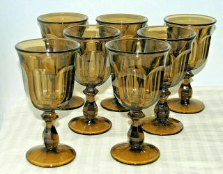 7 Imperial Old Williamsburg Brown 6 1/2 " 8 Oz Water,  Wine Tea Pedestal Goblets