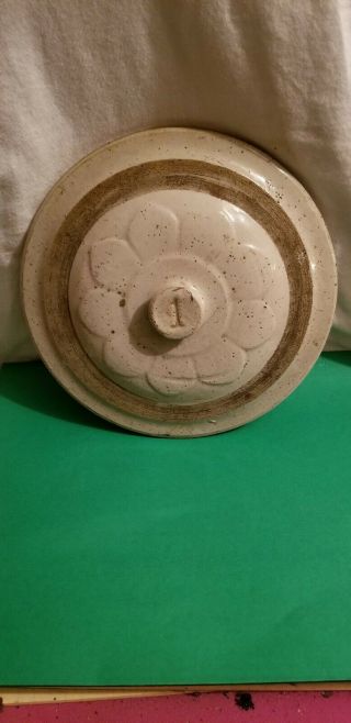 Antique Vintage Red Wing 1 Gallon Stoneware Petal Crock Lid With Knob Top