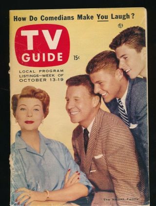 Tv Guide Oct.  13,  1956 Ozzie & Harriet Ricky Nelson Cover Ricky Ricardo Jr.
