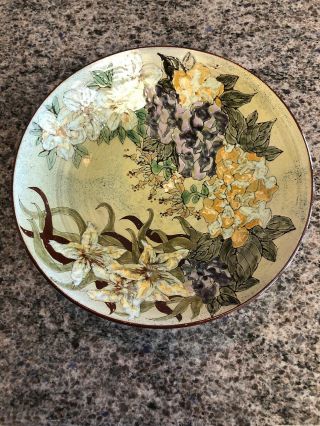 Chelsea Studio Pottery 14” Large Footed Bowl Green Floral Signed P England