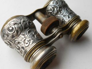Lovely Antique Silver Le Jockey Club Paris Opera Glasses Binoculars Bmg 1896