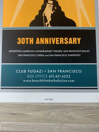 Beach Blanket Babylon Club Fugazi Theatre Poster 22”x 9” Final Year RARE SF 3