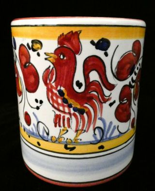 Vintage Rooster Coffee Tea Mug Fima Deruta Italy Red Yellow Blue