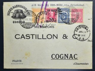 Colombia Scadta Via Cz/usa To France 1930 Rare Com Liquor Seller Airmail Cover