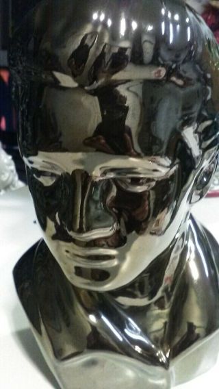 Rare Elvis Presley King Of Rock & Roll Bronze Painted Ceramic Bust
