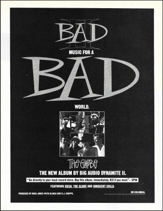 Mick Jones Big Audio Dynamite Ii 1991 The Globe Advertisement 8 X 11 Ad Print