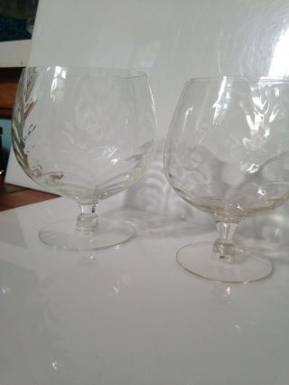 Vintage Italian Glass Optic Clear Brandy Snifter Set Of 2