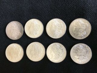 8 Morgan Silver Dollars 1878s,  1880s,  1881s,  1883o,  1884o,  1885,  O,  & 1886,  1888