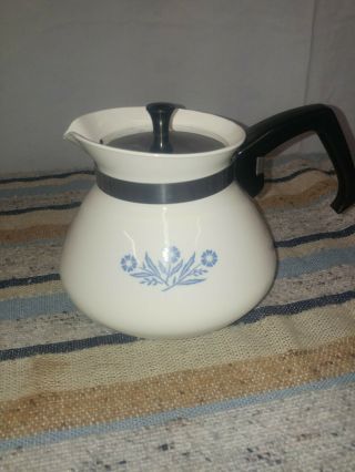 Corning Ware P - 104 Cornflower Blue 6 Cup Tea Pot Coffee Kettle Stovetop