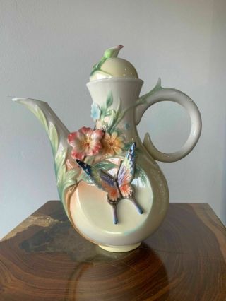 Fz01840 Franz Porcelain Fluttering Beauty Teapot In The Box