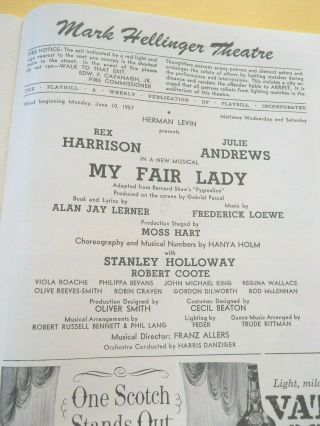 June 10 - 1957 - Mark Hellinger Theatre Playbill - My Fair Lady - Julie Andrews 3
