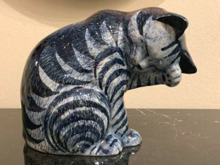 Vintage Delft Art Pottery Cat Figurine