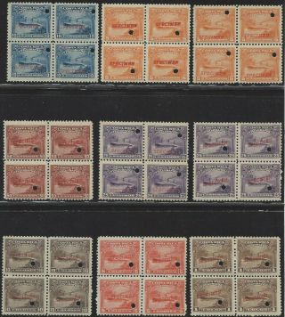 Costa Rica Telegraph Stamps,  Ships,  Mena St9 - 15 Specimen Block Mnh 1910