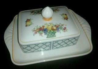 Villeroy & Boch " Basket " Covered Butter / Cheese Dish - Tray & Lid - Germany Ex