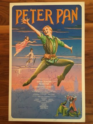“peter Pan” Broadway Window Card 14x22” Signed By Sandy Duncan And Cast