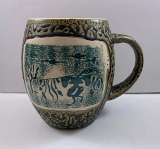 Always Azul Pottery Coffee/tea Mug Made In Usa 4”