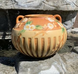 Roseville Pottery Cherry Blossom Brown Vase (621 - 6 (1933)