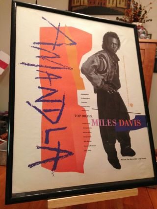 Big 11x14 Framed & Rare Miles Davis " Amandla " Lp Album Cd Promo Ad