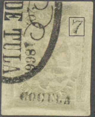 Me0820.  Mexico.  1864 - 1866.  Eagle.  ½r.  Gda.  20 - 1866.  Sub7 (1866).  Cocula/tula.  Tay Gd69/2.
