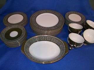 Forest Damask 3544 China: 40 Pc.  Dinnerware Set,  Svce.  For 8