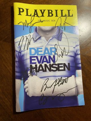 Dear Evan Hansen Signed Playbill By Ben Platt & Obc