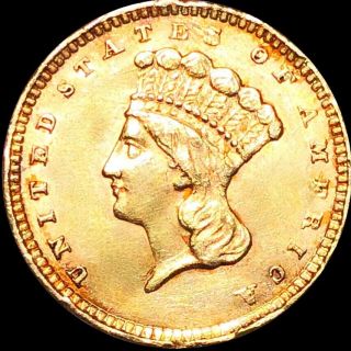 1857 Rare Gold Dollar Nearly Uncirculated Philly Lustrous Indian Princess No Res