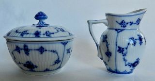 Royal Copenhagen Porcelain Covered Sugar & Creamer Blue Lace