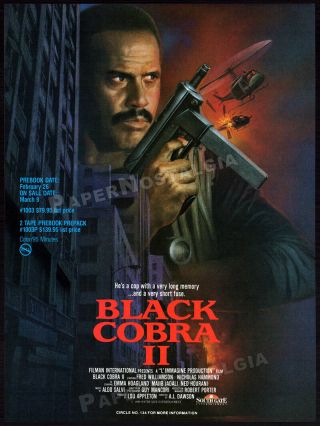 The Black Cobra Ii_orig.  1990 Trade Print Ad_fred Williamson_nicholas Hammond