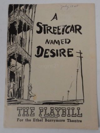1948 Playbill A Streetcar Named Desire Tennessee Williams Marlon Brandon Hagen