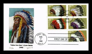 Dr Jim Stamps Us American Indian Headdresses Hand Colored Fdc Combo Cover