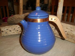 Vintage Bauer Pottery Ringware Royal Blue Snubnose Coffeepot