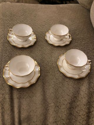 4 Royal Crown Derby China Lombardy Style A 1127 Bone China Cups And Saucers
