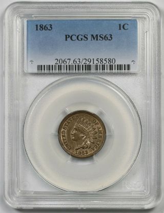 1863 1c Pcgs Ms 63 (civil War Era) Indian Head Penny