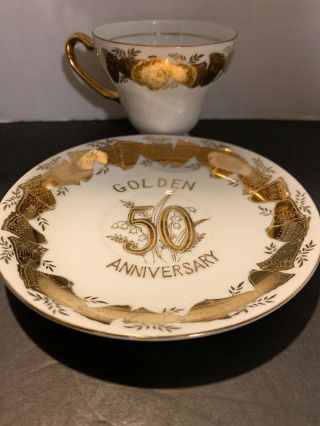 50th Anniversary Tea Cup And Saucer Norcrest Fine China