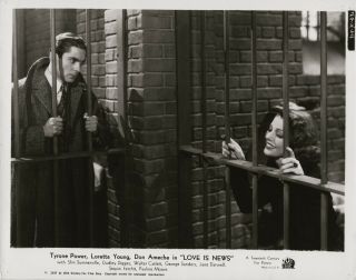 Loretta Young & Tyrone Power Behind Bars Orig 1937 Photo.  Love Is News