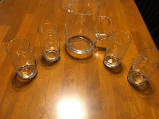 Princess House Heritage Etched Crystal Pitcher/4 Glasses