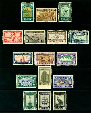 Colombia 1935 3rd Nat.  Olympic Games Barranquilla Long Set Sc 421 - 435 Mlh
