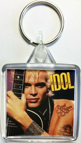 Billy Idol Iconic Music Poster Square Keyring Sweet Sixteen