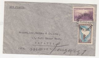 Argentina,  1937 Airmail Cover To Netherlands East Indies,  Air France Via Paris