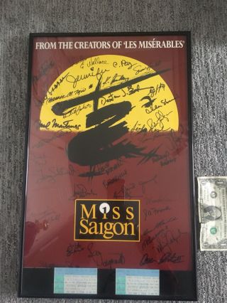 Miss Saigon Theater Poster Autographed By Cast Framed 1994 Minnesota